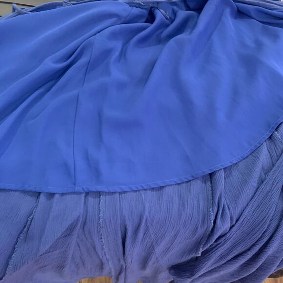 Lulu's Dress M Heart Of Marigold Wrap Denim Maxi Gauzy Rayon Flowy Minimalist - Picture 10 of 14